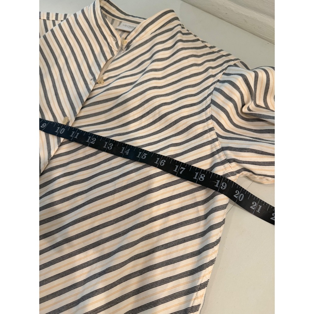 Vintage Liz Claiborne Striped Mandarin Collar Cotton Shirt PS 90's Academia - Picture 10 of 12